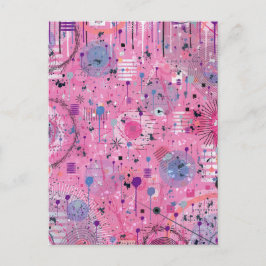Pink Maximalist Abstract Art  Postkarte