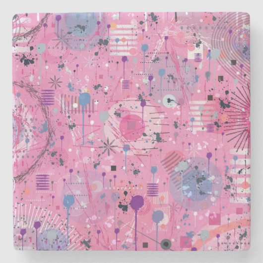 Pink Maximalist Abstract Art  Steinuntersetzer (Vorderseite)
