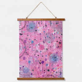 Pink Maximalist Abstract Art  Wandteppich Mit Holzrahmen