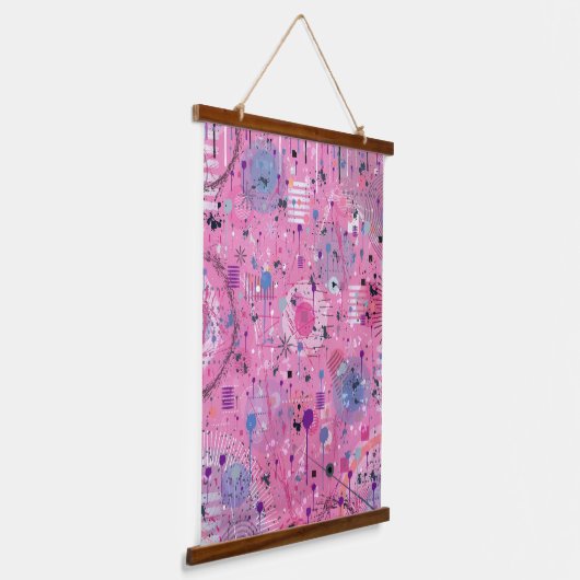 Pink Maximalist Abstract Art  Wandteppich Mit Holzrahmen (Gewinkelt)
