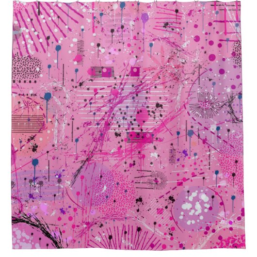 Pink Maximalist Abstract: Raspberry Sundae Duschvorhang (Vorderseite)