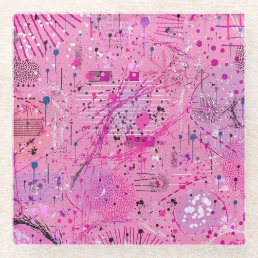 Pink Maximalist Abstract: Raspberry Sundae Glasuntersetzer (Vorderseite)