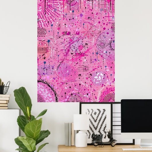 Pink Maximalist Abstract: Raspberry Sundae Poster (Heimbüro)