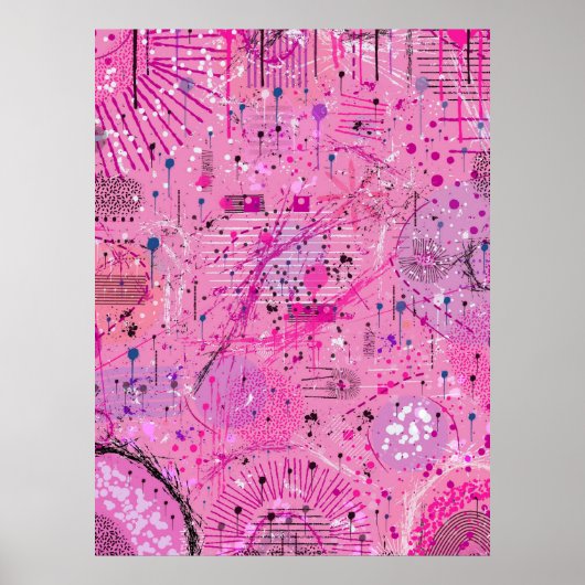 Pink Maximalist Abstract: Raspberry Sundae Poster (Vorne)