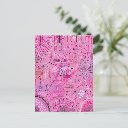 Pink Maximalist Abstract: Raspberry Sundae Postkarte (Stehend Vorderseite)