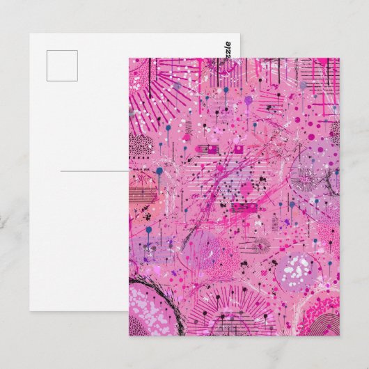 Pink Maximalist Abstract: Raspberry Sundae Postkarte (Vorne/Hinten)