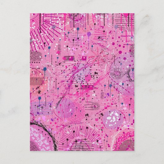 Pink Maximalist Abstract: Raspberry Sundae Postkarte (Vorderseite)