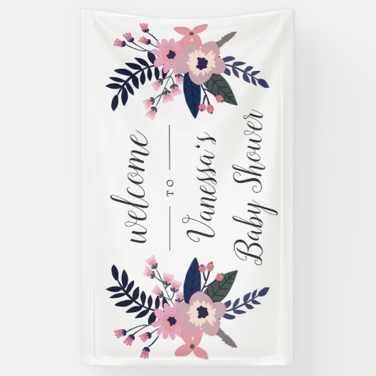 Pink Meadow | Blumenbälle oder Babydusche Begrüßun Banner (Vertikal)