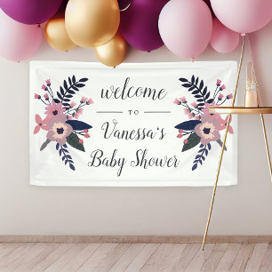 Pink Meadow   Blumenbälle oder Babydusche Begrüßun Banner