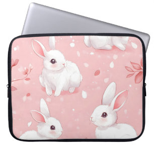 Pink Meadow Bunny Floral Garden Laptopschutzhülle