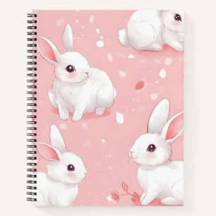 Pink Meadow Bunny Floral Garden Notizblock