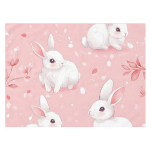 Pink Meadow Bunny Floral Garden Tischdecke