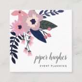 Pink Meadow | Chic Floral Quadratische Visitenkarte (Vorderseite)