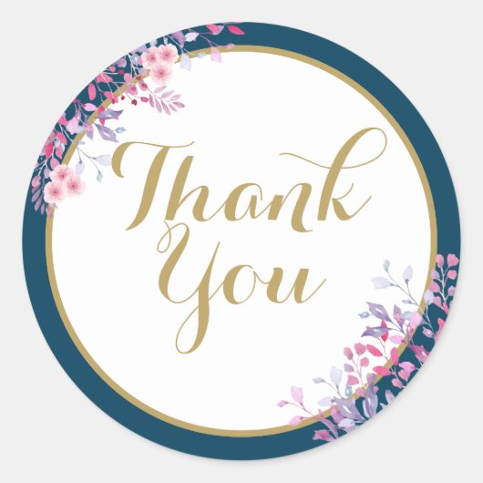 Pink Meadow Floral Brautparty Vielen Dank Runder Aufkleber (Vorderseite)