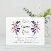 Pink Meadow | Floral First Heilige Kommunion Einladung (Stehend Vorderseite)