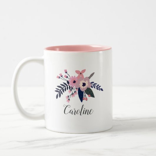 Pink Meadow | PERSONALISIERT Zweifarbige Tasse (Links)