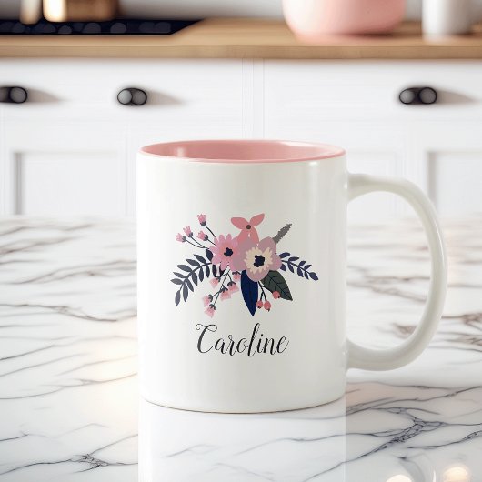 Pink Meadow | PERSONALISIERT Zweifarbige Tasse