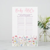 Pink Meadow Wildblumen ABCs Baby Shower Game (Stehend Vorderseite)