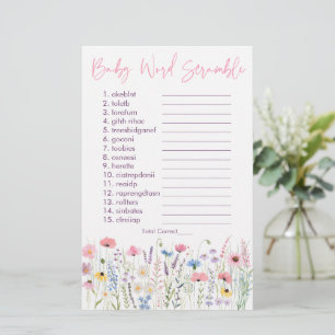 Pink Meadow Wildblumen Baby Word Scramble Game