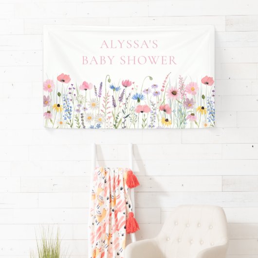 Pink Meadow Wildblumen Kinderdusche Banner (Insitu)