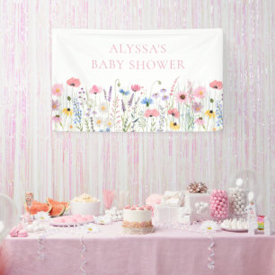 Pink Meadow Wildblumen Kinderdusche Banner