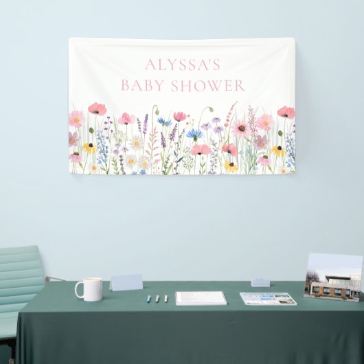 Pink Meadow Wildblumen Kinderdusche Banner (Messeveranstaltung)
