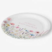 Pink Meadow Wildblumen Kinderdusche Pappteller (Schrägansicht)