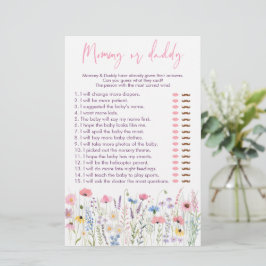 Pink Meadow Wildblumen Mommy oder Daddy Shower Gam