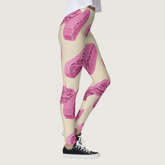PINK MECHANICAL GEARS INDUSTRIAL MACHINERY TANK LEGGINGS (Rechts)