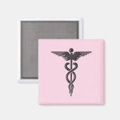 Pink Medical Caduceus Magnet (Vorderseite/Rückseite)