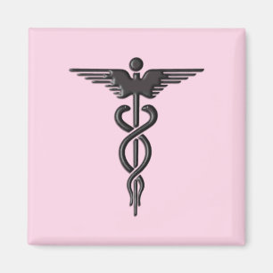 Pink Medical Caduceus Magnet