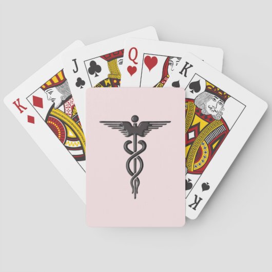 Pink Medical Caduceus Spielkarten (Rückseite)