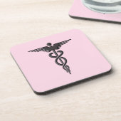 Pink Medical Caduceus Untersetzer (Linke Seite)