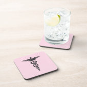 Pink Medical Caduceus Untersetzer (Rechte Seite)