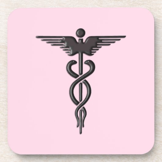 Pink Medical Caduceus Untersetzer (Vorderseite)