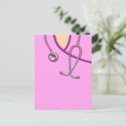 Pink Medical Scrubs Postkarte (Stehend Vorderseite)