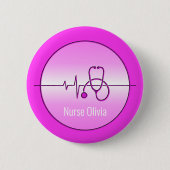 Pink Medical Stethoscope Heartbeat Button (Vorderseite)