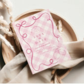 Pink Mediteranean Bow Gingham Lemons Wedding Save The Date