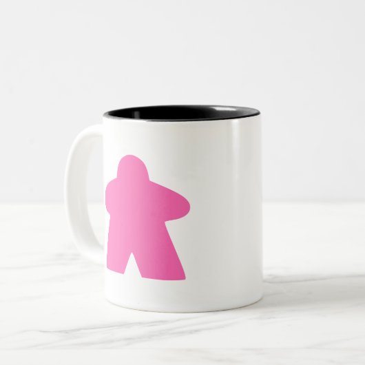 Pink Meeple Board Game Piece Zweifarbige Tasse (Vorderseite Links)