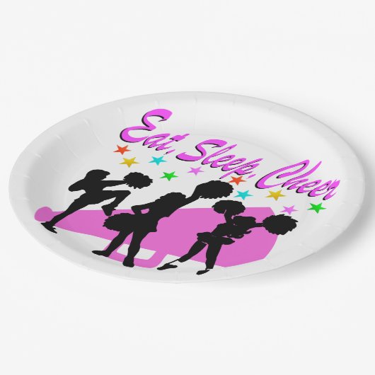 PINK MEGAPHONE CHEERLEADING DESIGN PAPPTELLER (Schrägansicht)