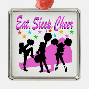 PINK MEGAPHONE CHEERLEADING DESIGN SILBERNES ORNAMENT