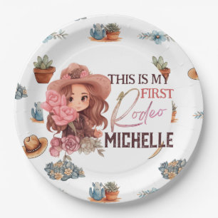 Pink meine erste Rodeo Geburtstagsparty-Papiertafe Pappteller