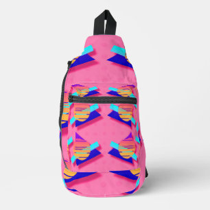 Pink Memphis Neon Triangle Künstlerisch Retro Spaß Crossbody Bag