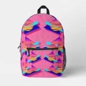 Pink Memphis Neon Triangle Patterns Bedruckter Rucksack (Vorderseite)