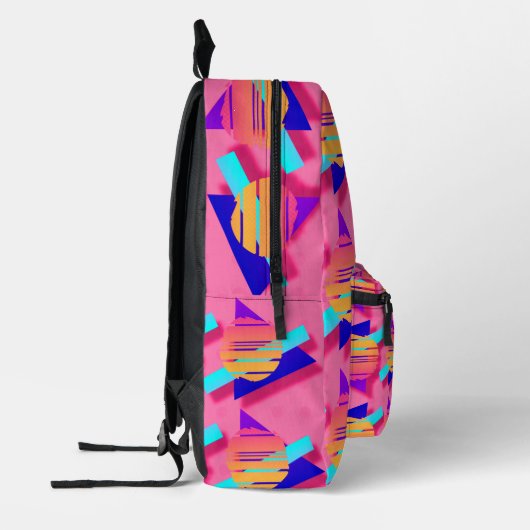 Pink Memphis Neon Triangle Patterns Bedruckter Rucksack (Links)