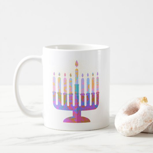 Pink Menorah Kaffeetasse (Mit Donut)
