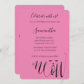 Pink Meow Cat Birthday Einladung (Vorne/Hinten)