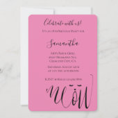 Pink Meow Cat Birthday Einladung (Vorderseite)