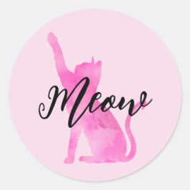 Pink Meow Kitty Cat Runder Aufkleber