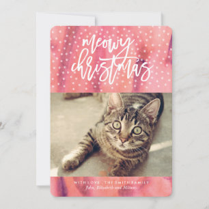 Pink "Meowy Christmas" Pet Holiday Gruß Feiertagskarte